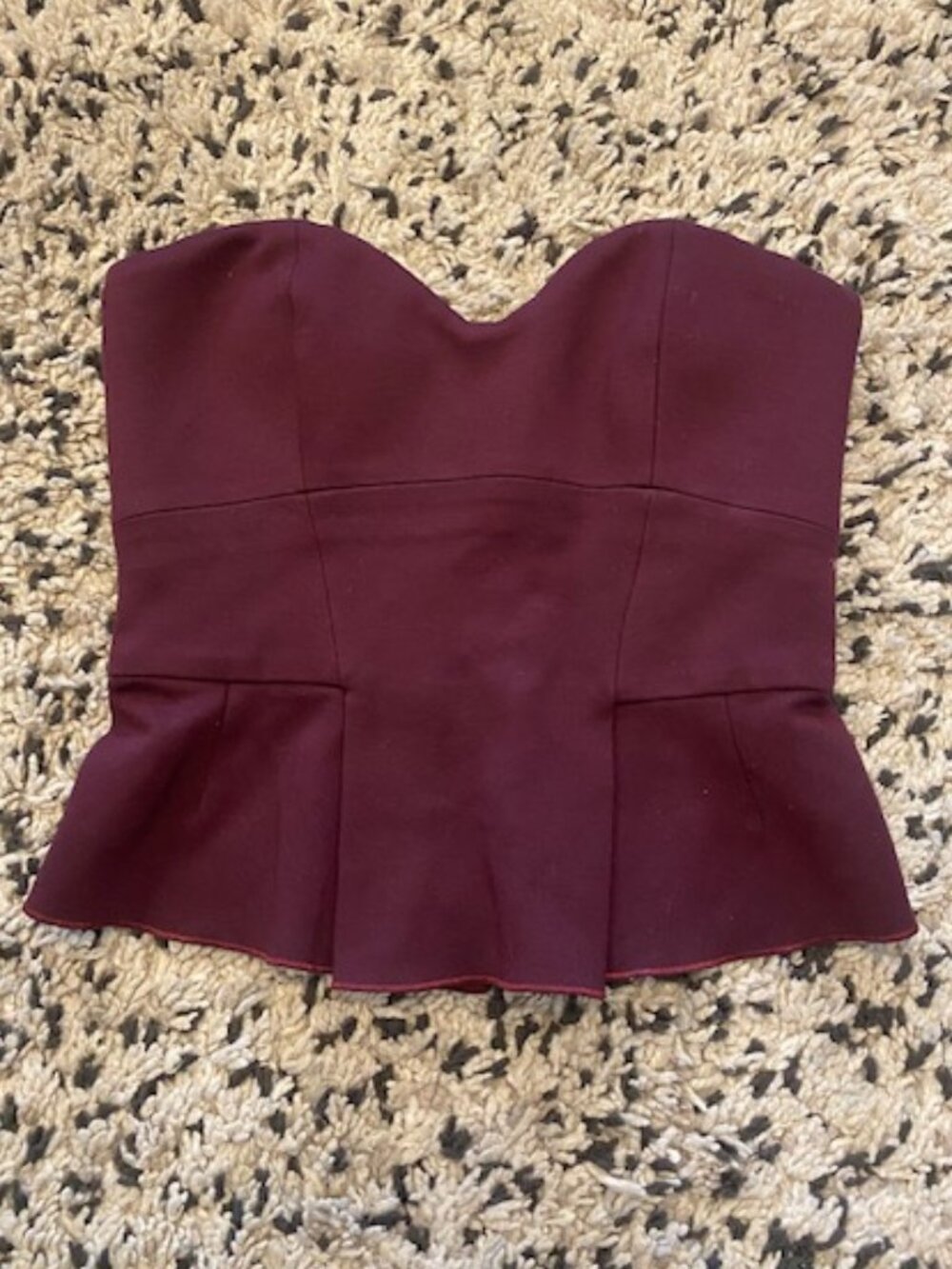 Babaton Aritzia Peplum Corset Top Size 6 Burgundy removable straps